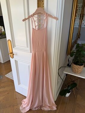 Lulu's Pale Pink Maxi Dress with Crisscross Back